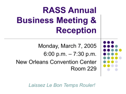 RASS Annual Business Meeting & Reception