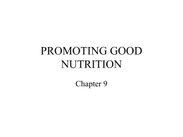PROMOTING GOOD NUTRITION