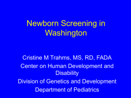 Metabolic 2ndary Conditions Washington State Newborn Screening