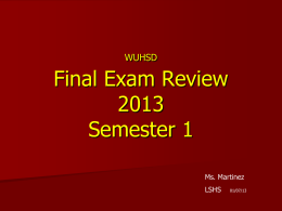 WUHSD Final Exam Review