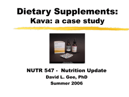 Dietary Supplements: Kava