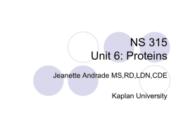 NS 315 Unit 6: Proteins