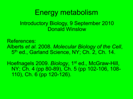 Energy metabolism - Donald Edward Winslow