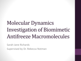 Molecular Dynamics Investigation of Biomimetic Antifreeze Macromolecules Sarah-Jane Richards