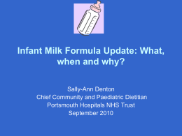 Infant Milk Formula Update - Southern Health NHS Foundation Trust