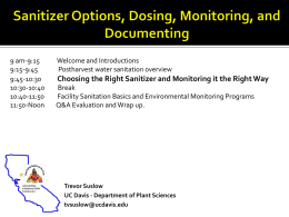 Sanitizer Options, Dosing, Monitoring, and Documenting