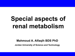 Special aspects of renal metabolism