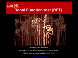Renal Function TESTS