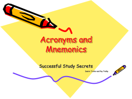 Acronyms and Mnemonics