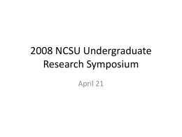 2008 NCSU Undergraduate Research Symposium