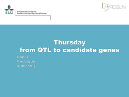 Thursdayfrom QTL tocandidate genes