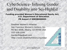 CyberScience- Infusing Gender and Disability into Sci