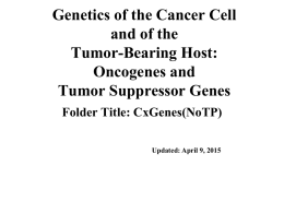 Genetics of the Cancer Cell and of the Tumor