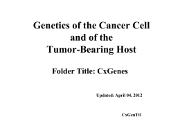 Genetics of the Cancer Cell and of the Tumor