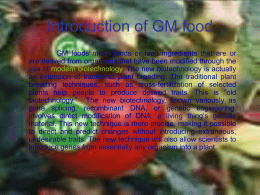 Introduction of GM food