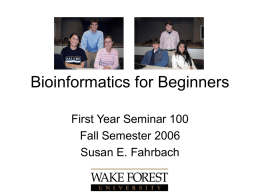 Bioinformatics for Beginners - University of Illinois at