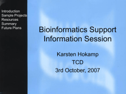 Bioinformatics Support - Trinity College, Dublin