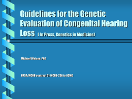 Guidelines for the Genetic Evaluation of Congenital