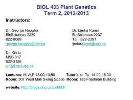 BIOL 433 Plant Genetics Term 1, 2005