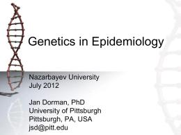 Genetics in Epidemiology - University of Pittsburgh