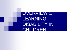 overview of learning disability in children