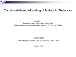 Modeling and Analysis of Metabolic Networks
