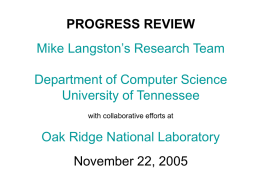 Mike Langston`s Progress Report Fall, 2005