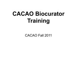 CACAO Biocurator Training