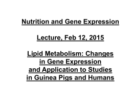 Effects of diet on genes for cholesterol and lipid metabolism