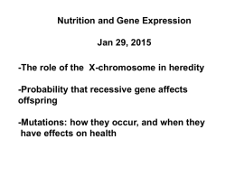Nutrition and Gene Expression Jan 29, 2015