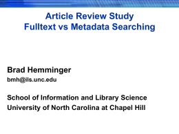 ArticleReview - UNC School of Information and Library Science