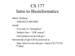 CS 177 Intro to Bioinformatics