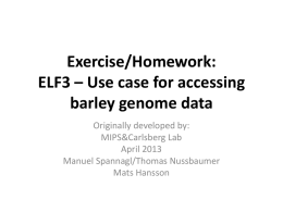 ELF3 – Use case for accessing barley genome data