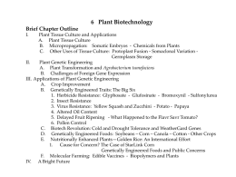 I. Plant Tissue Culture and Applications