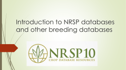 Introduction to NRSP databases