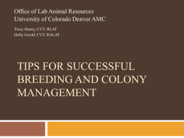 Colony Management - University of Colorado Denver