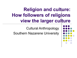 issue of Christ and culture - Southern Nazarene University
