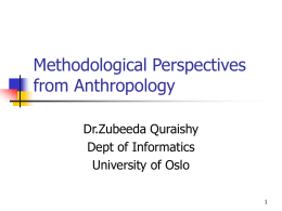 Methodological perspectives from Anthropology / Field Methods