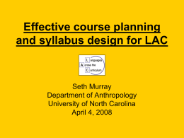 “Effective Course Planning and Syllabus Design for LAC”