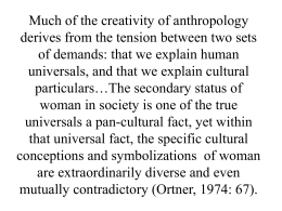 Much of the creativity of anthropology derives from the tension