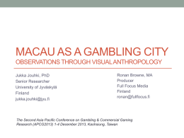 Presentation - Asia Pacific Association for Gambling Studies