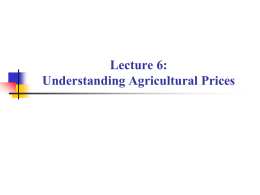 Understanding Agricultural Prices