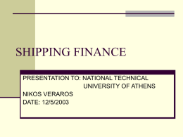 SHIPPING FINANCE - Laboratory for Maritime Transport