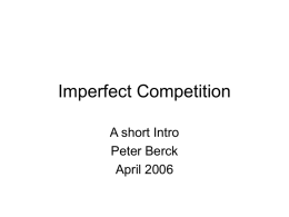 Imperfect Competition - University of California, Berkeley