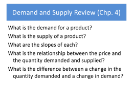 Demand and Supply Review (Chp. 4)