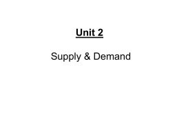 Unit 2 Supply & Demand and the Nature and Function of Markets