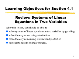 4.1 Systems of Linear Equations in two variables