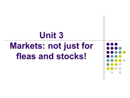 Unit 3: Markets, not just for fleas and stocks!