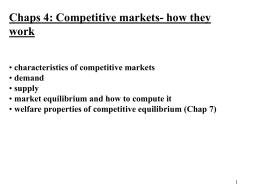 Supply, Demand and Market Equilibrium – Chap 4