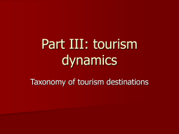 Part III: tourism dynamics